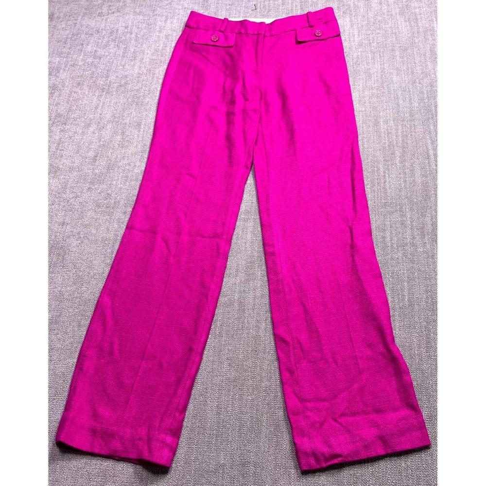 Kate Spade New York Womens 4 Fuchsia Pink Straight Leg Viscose Trousers Pants